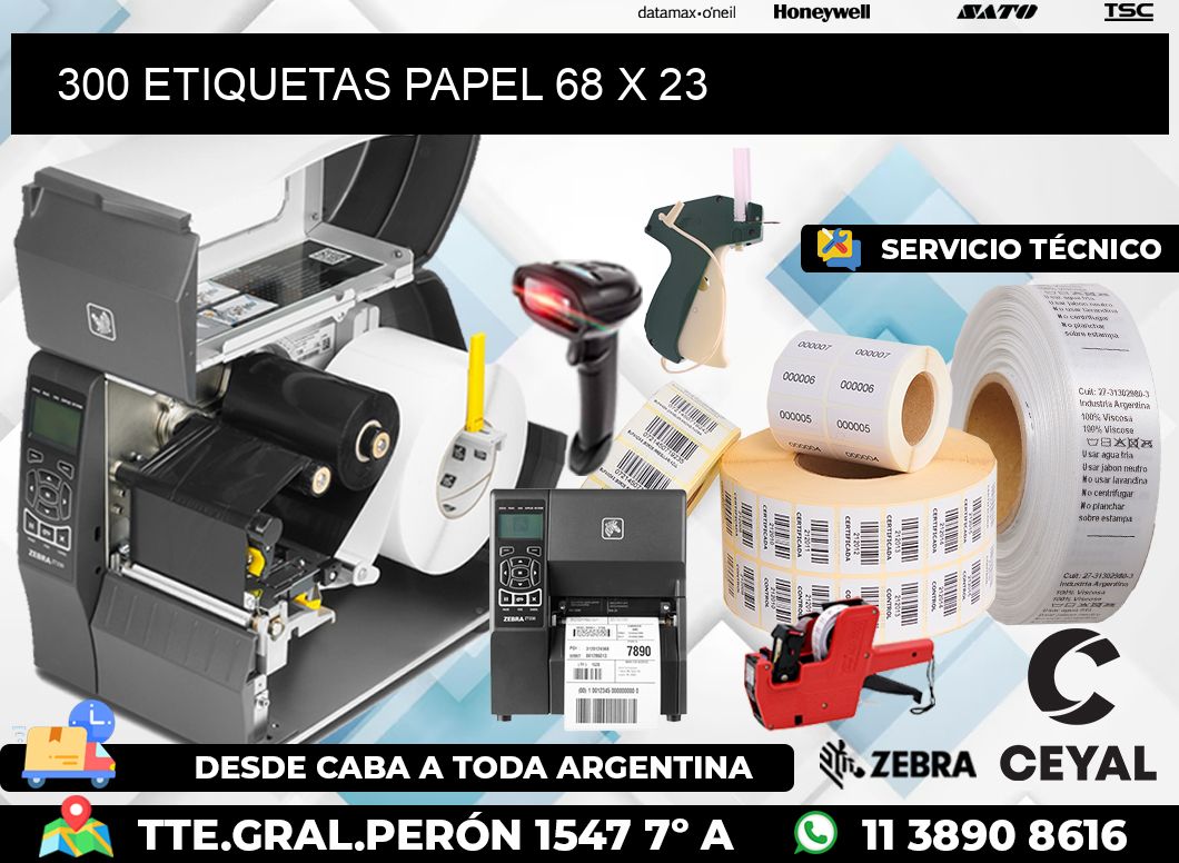 300 ETIQUETAS PAPEL 68 x 23