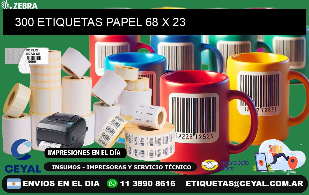 300 ETIQUETAS PAPEL 68 x 23