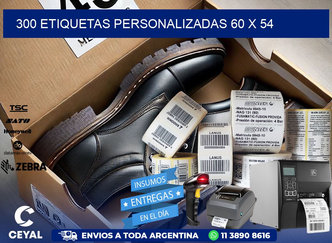 300 ETIQUETAS PERSONALIZADAS 60 x 54