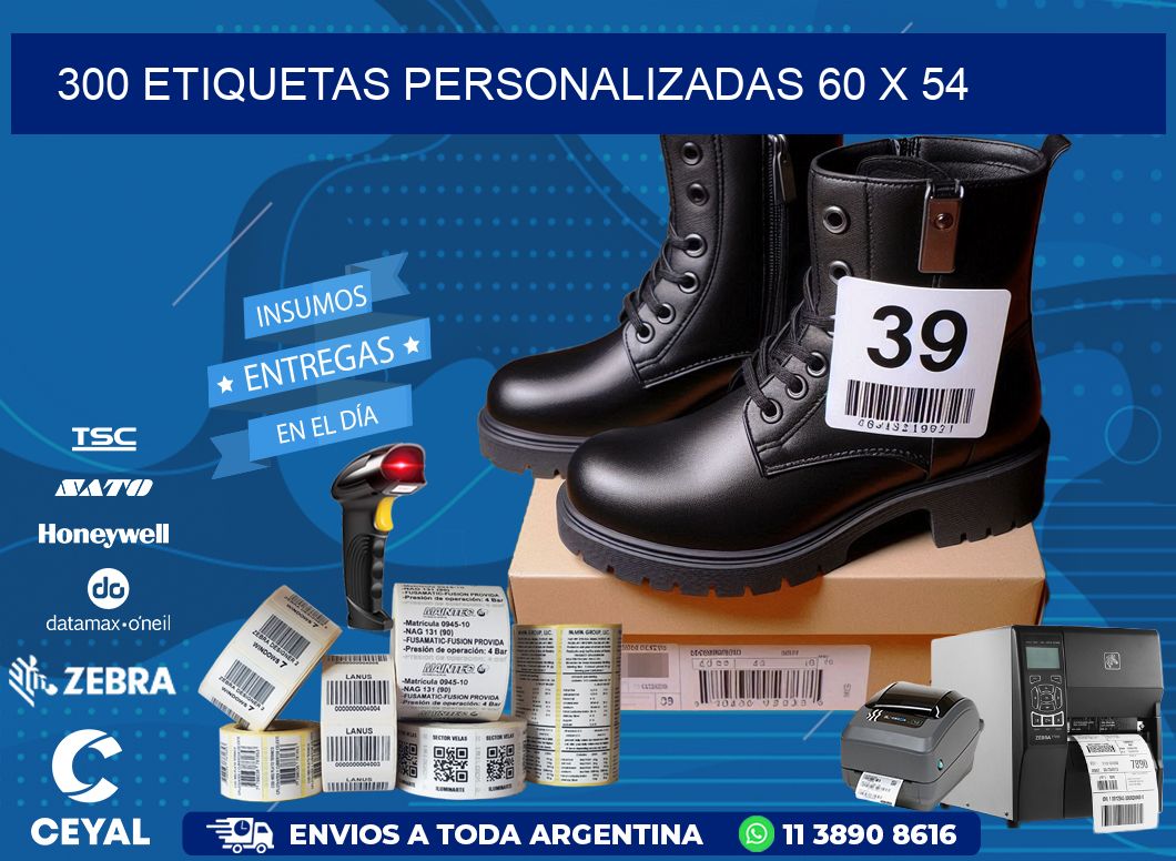 300 ETIQUETAS PERSONALIZADAS 60 x 54