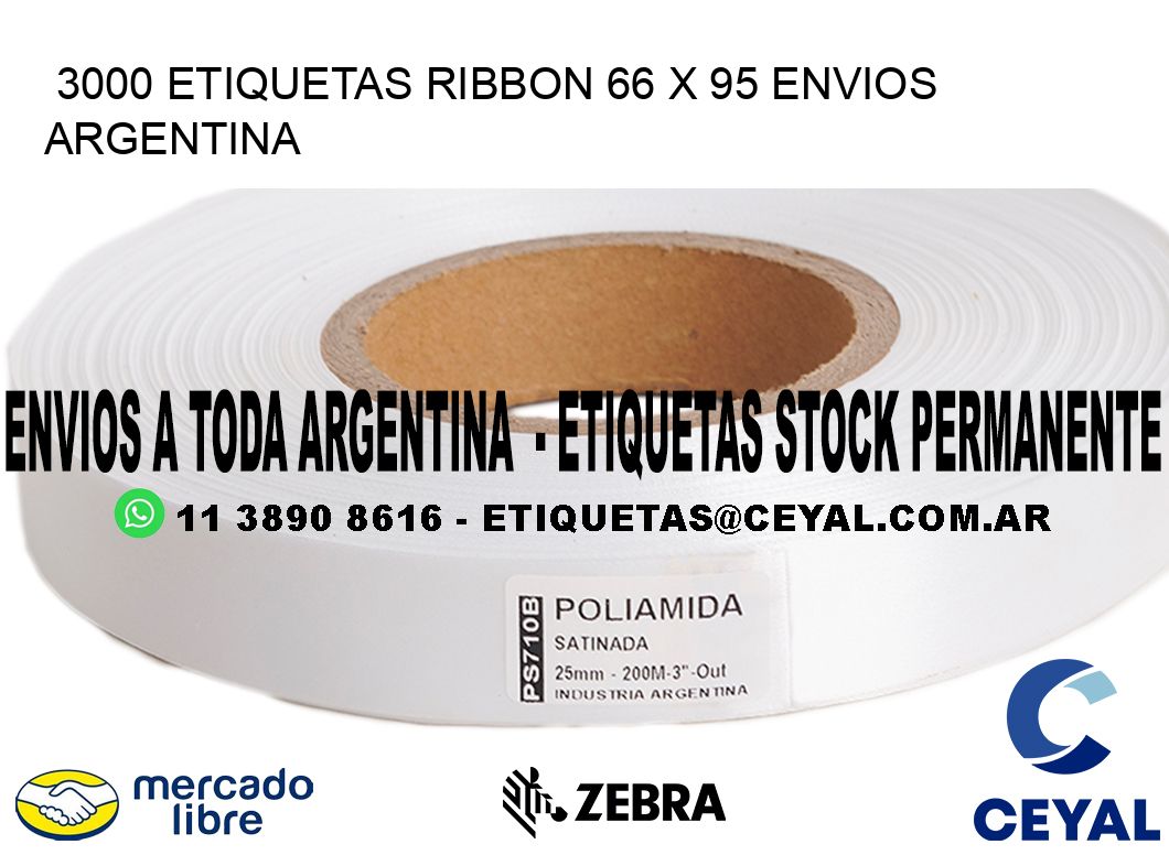 3000 ETIQUETAS RIBBON 66 x 95 ENVIOS ARGENTINA