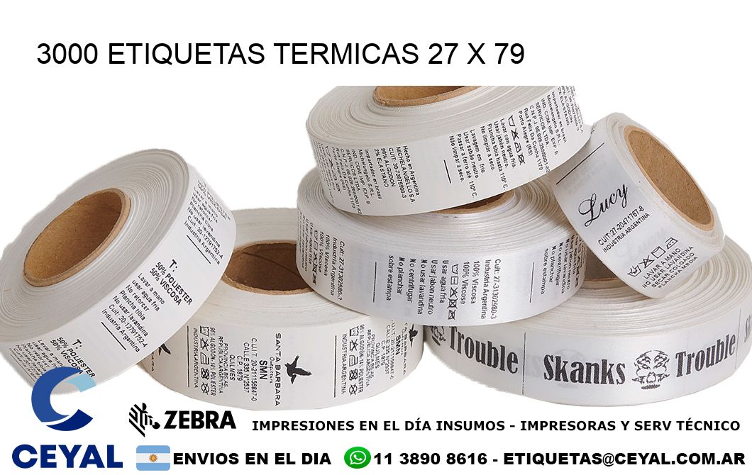 3000 ETIQUETAS TERMICAS 27 x 79