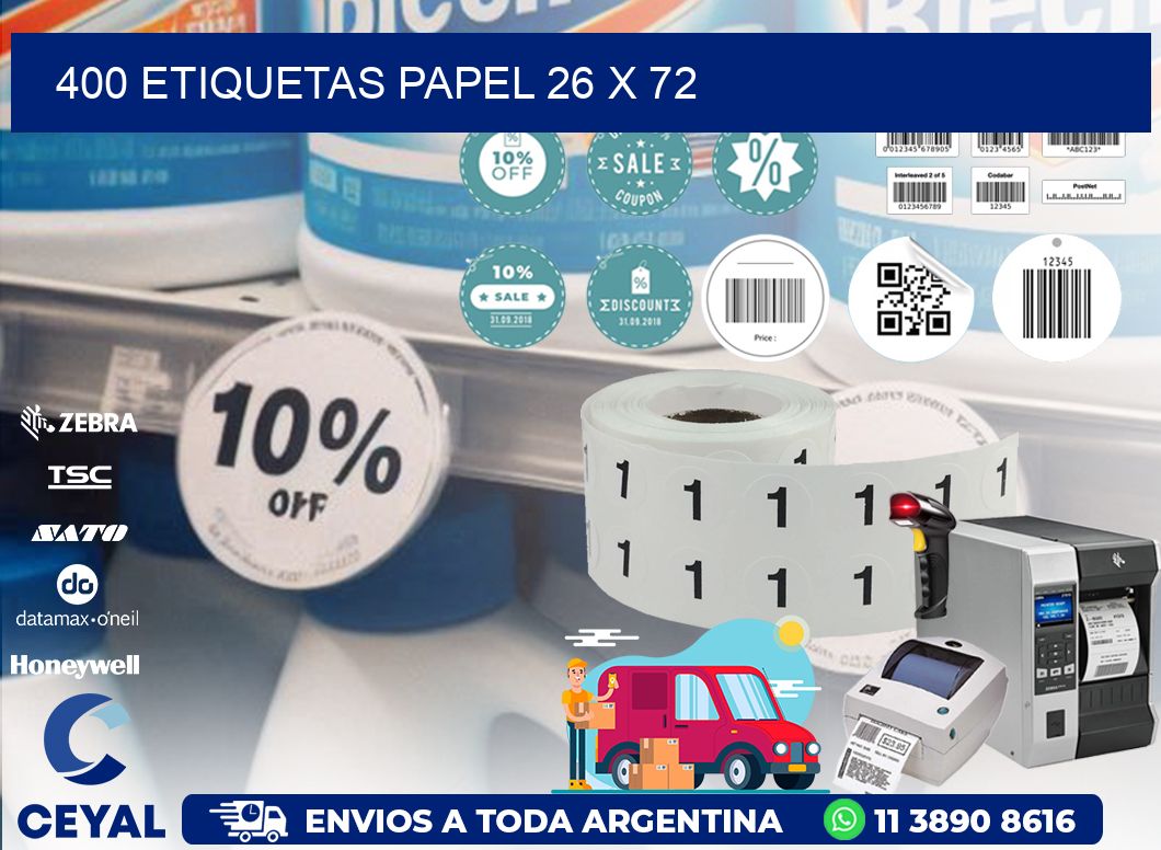 400 ETIQUETAS PAPEL 26 x 72