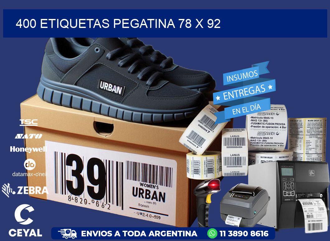 400 ETIQUETAS PEGATINA 78 x 92