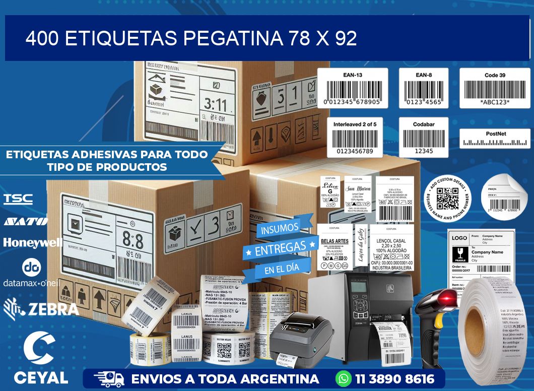 400 ETIQUETAS PEGATINA 78 x 92