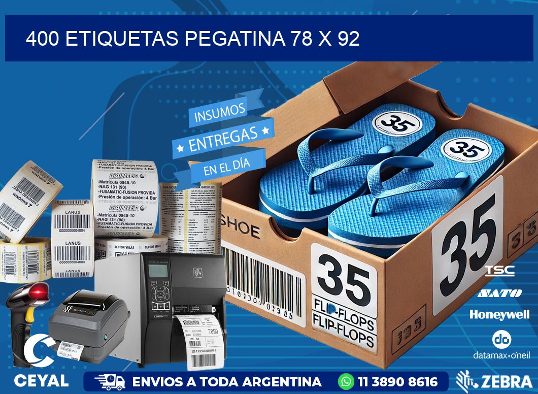 400 ETIQUETAS PEGATINA 78 x 92