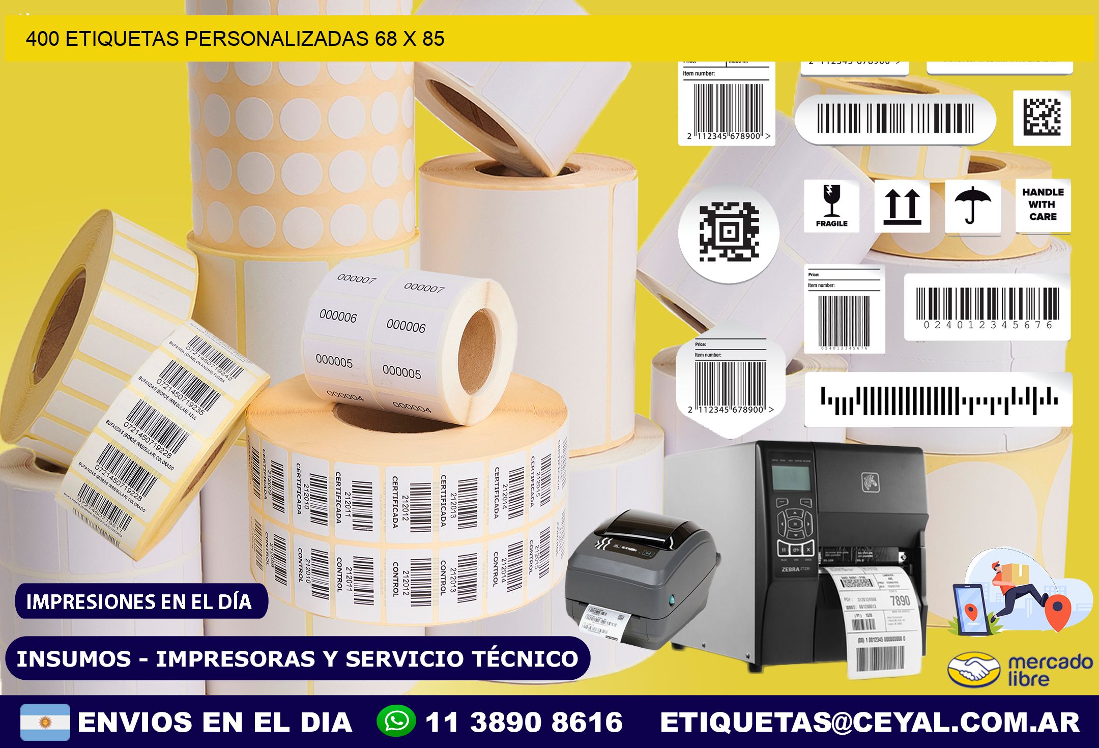 400 ETIQUETAS PERSONALIZADAS 68 x 85