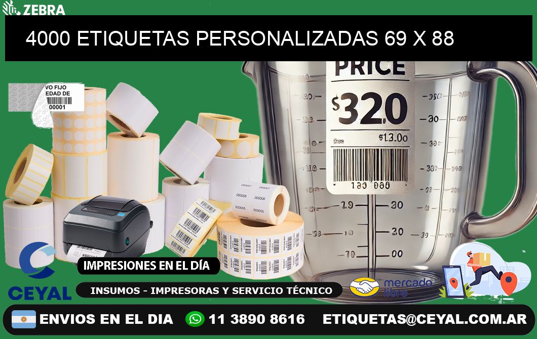 4000 ETIQUETAS PERSONALIZADAS 69 x 88