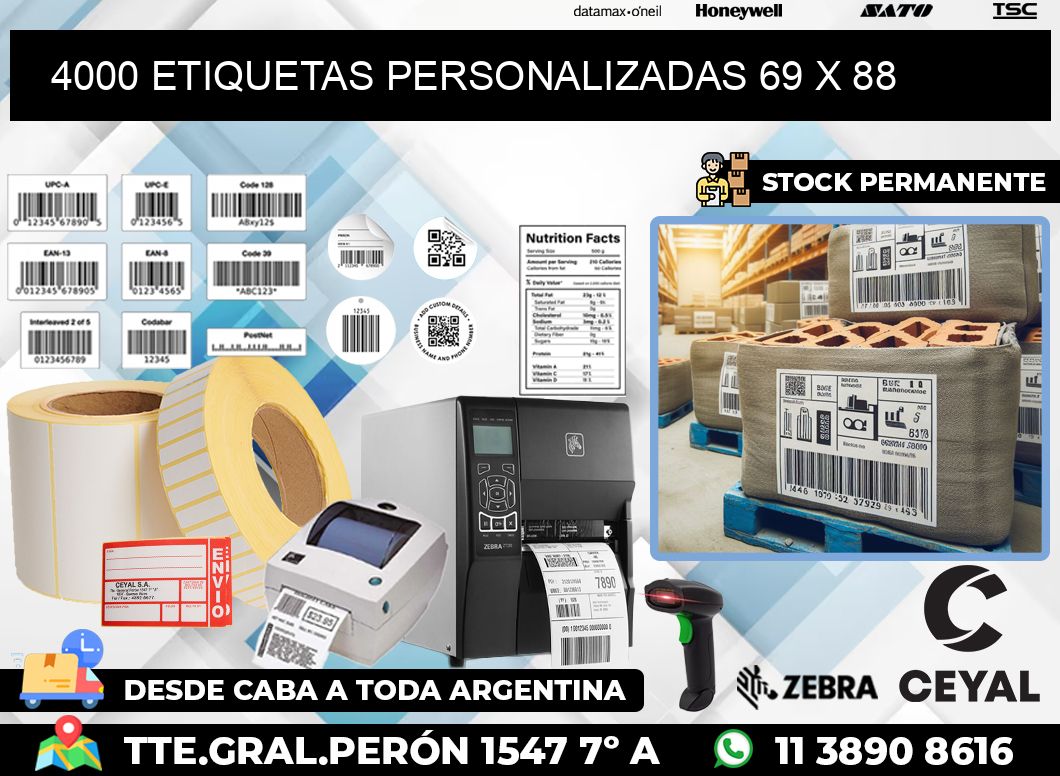 4000 ETIQUETAS PERSONALIZADAS 69 x 88
