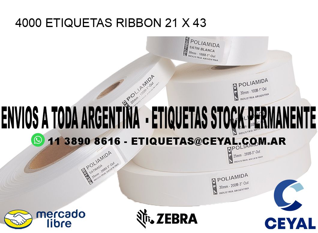 4000 ETIQUETAS RIBBON 21 x 43