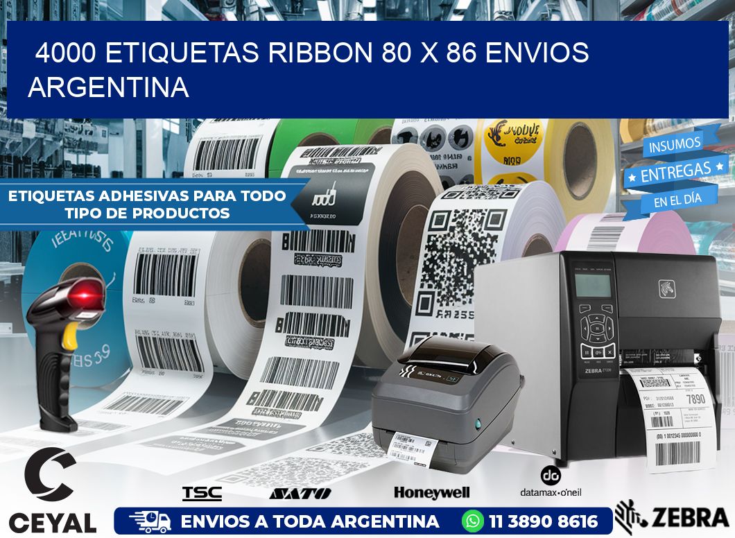 4000 ETIQUETAS RIBBON 80 x 86 ENVIOS ARGENTINA