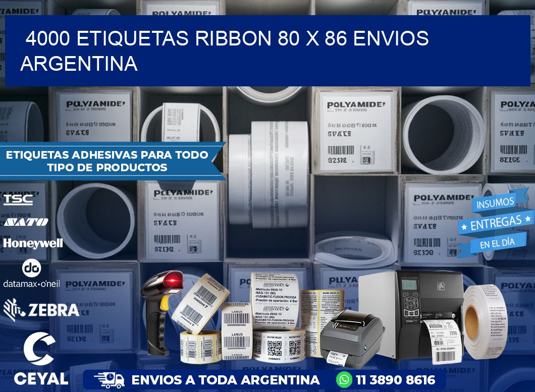 4000 ETIQUETAS RIBBON 80 x 86 ENVIOS ARGENTINA