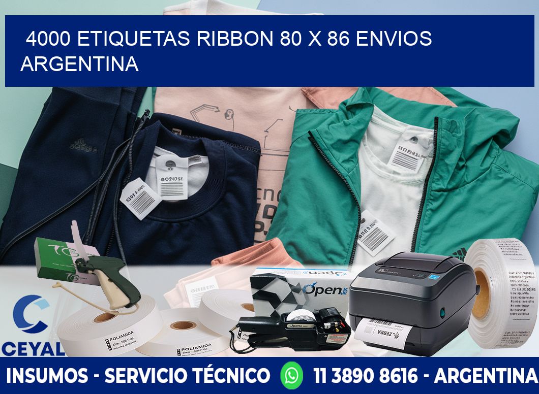 4000 ETIQUETAS RIBBON 80 x 86 ENVIOS ARGENTINA