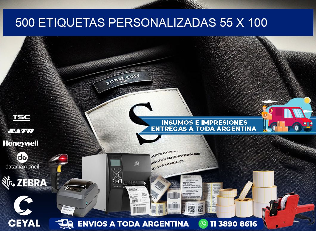 500 ETIQUETAS PERSONALIZADAS 55 x 100