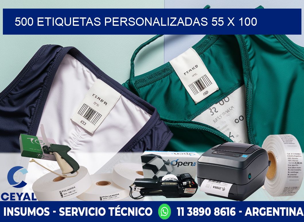 500 ETIQUETAS PERSONALIZADAS 55 x 100