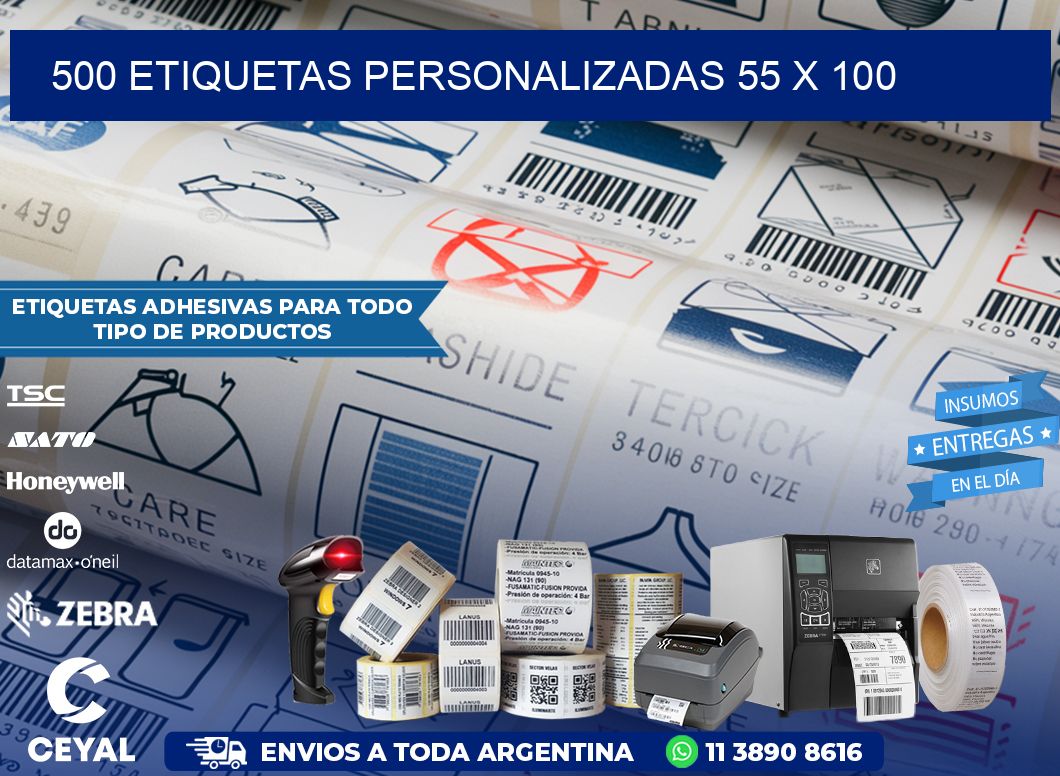 500 ETIQUETAS PERSONALIZADAS 55 x 100