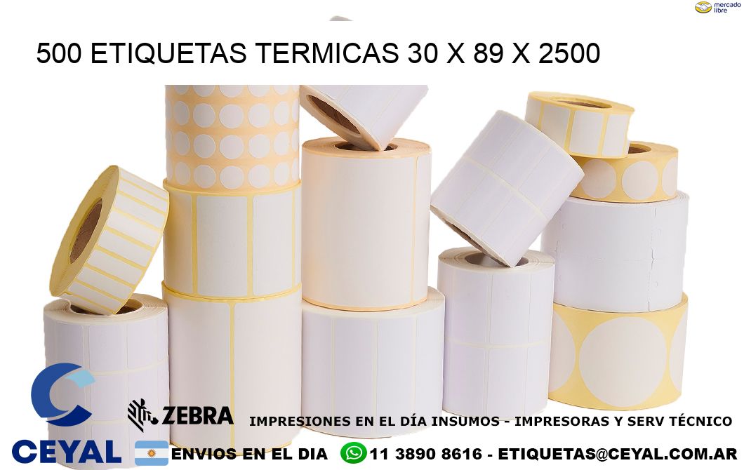 500 ETIQUETAS TERMICAS 30 x 89 x 2500