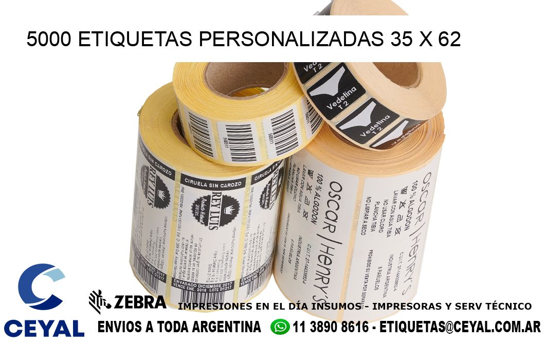 5000 ETIQUETAS PERSONALIZADAS 35 x 62