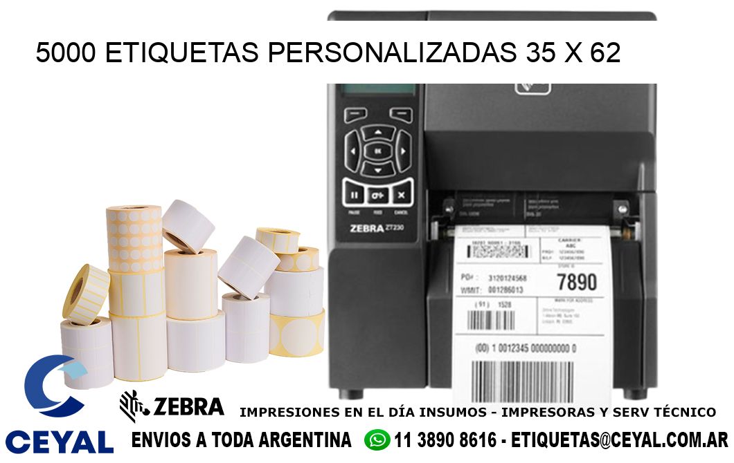 5000 ETIQUETAS PERSONALIZADAS 35 x 62