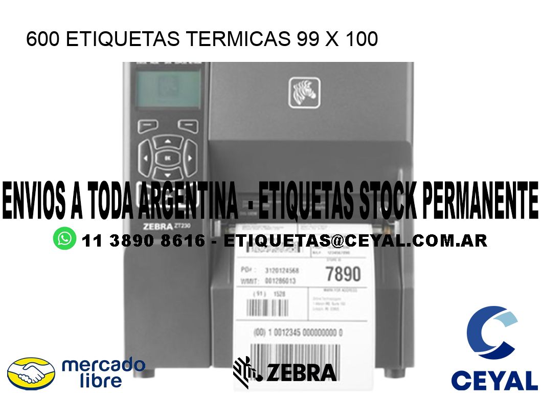 600 ETIQUETAS TERMICAS 99 x 100