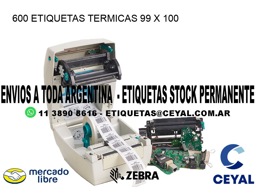 600 ETIQUETAS TERMICAS 99 x 100