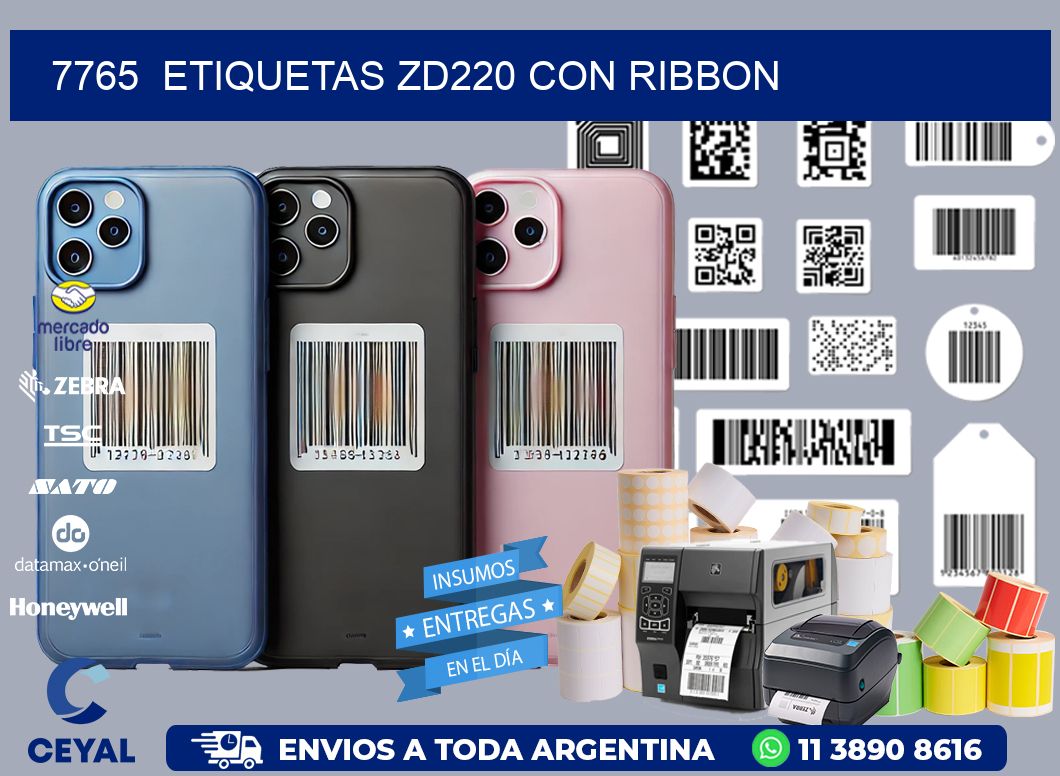 7765  ETIQUETAS ZD220 CON RIBBON