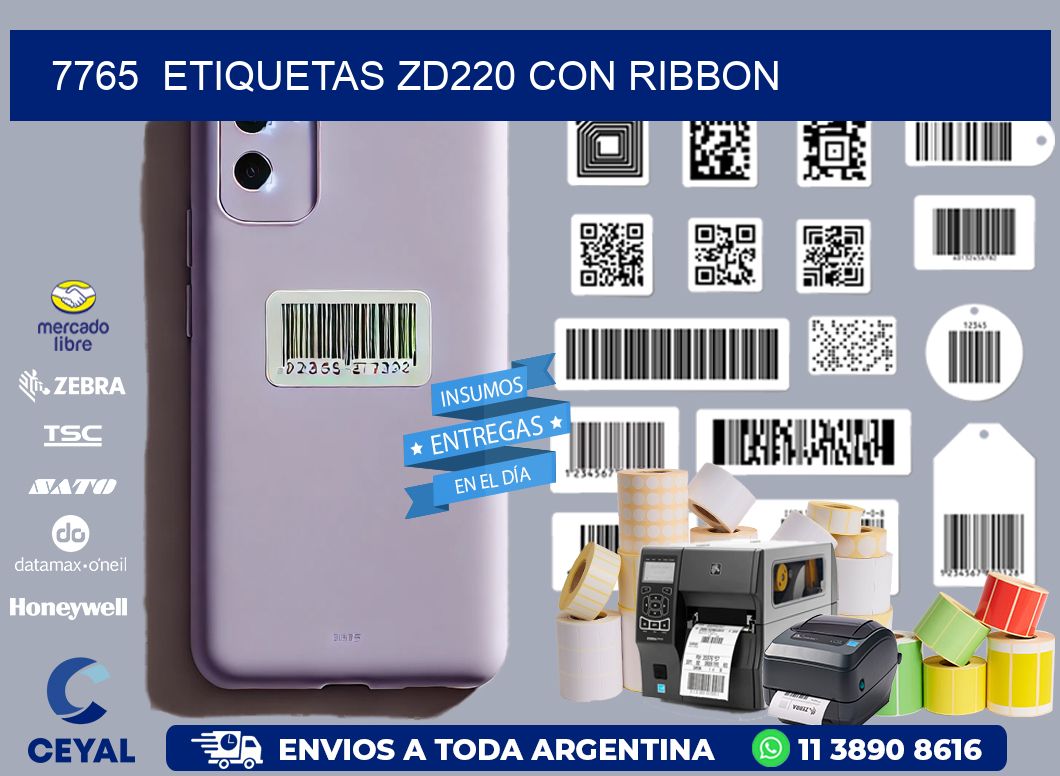 7765  ETIQUETAS ZD220 CON RIBBON