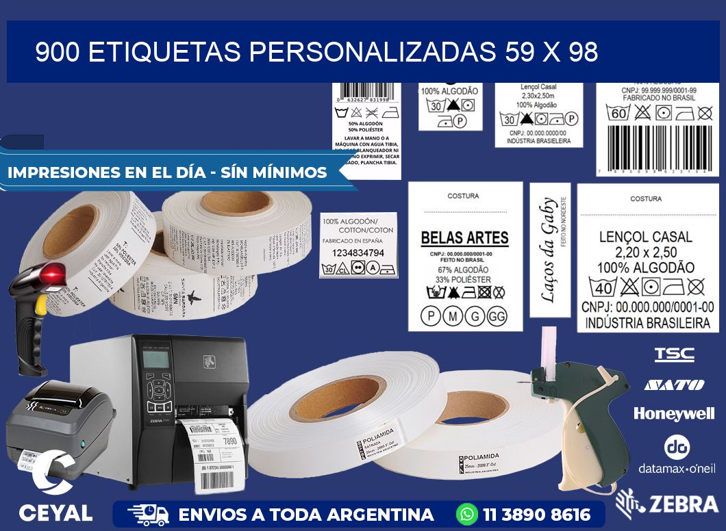 900 ETIQUETAS PERSONALIZADAS 59 x 98