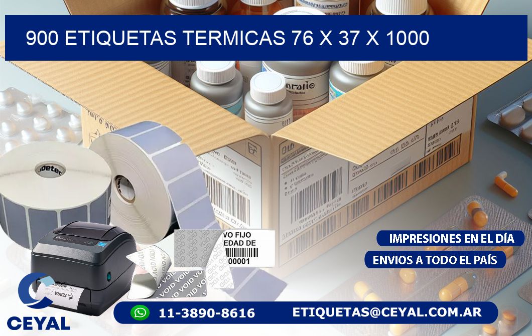 900 ETIQUETAS TERMICAS 76 x 37 x 1000