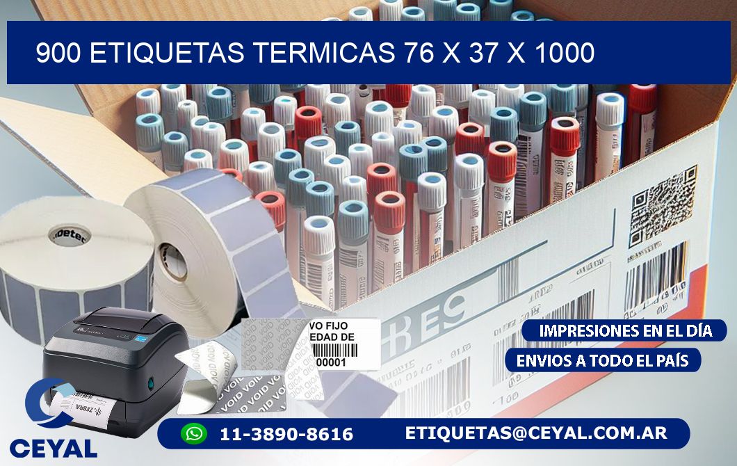900 ETIQUETAS TERMICAS 76 x 37 x 1000