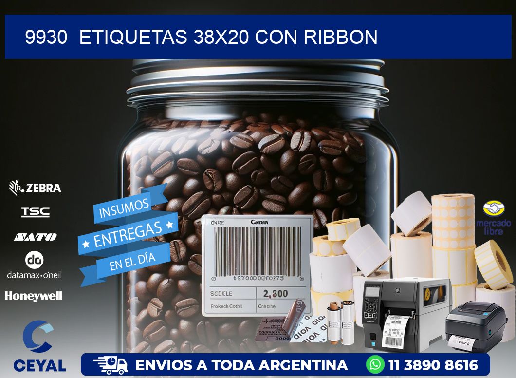 9930 ETIQUETAS 38X20 CON RIBBON