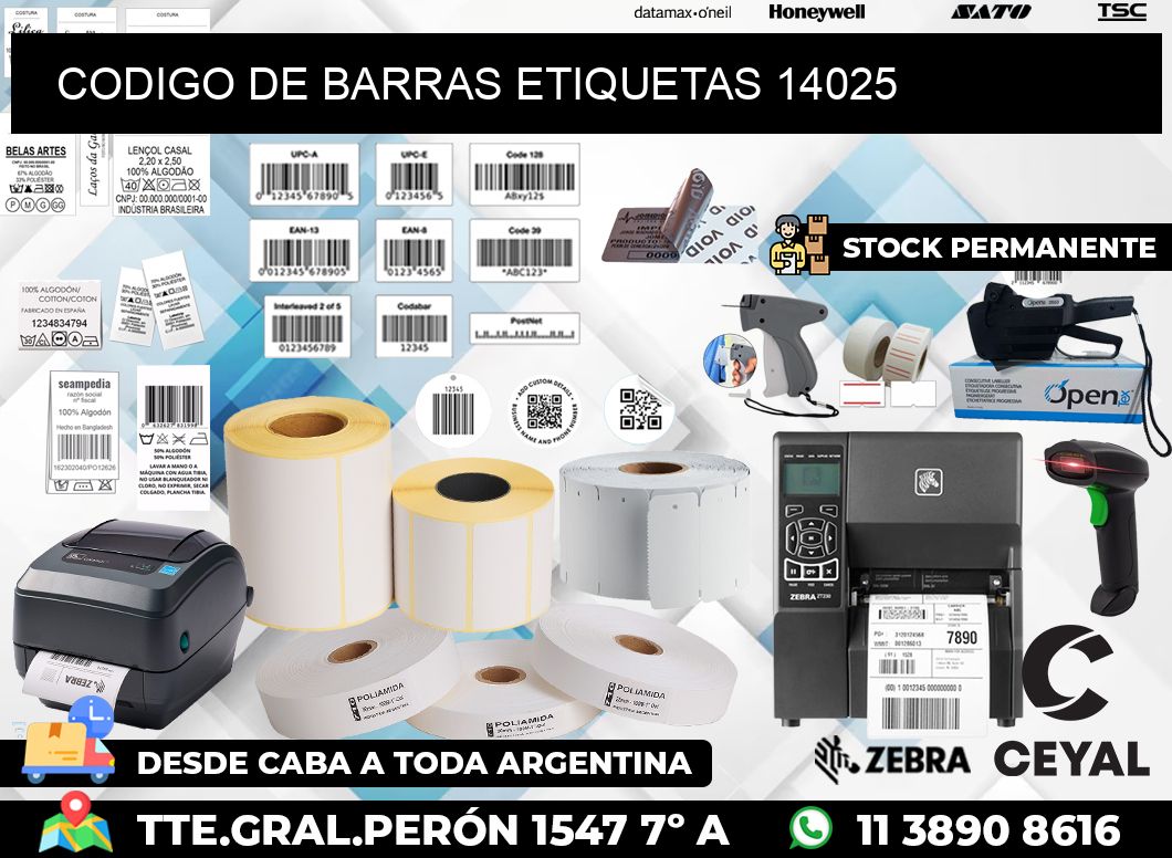 CODIGO DE BARRAS ETIQUETAS 14025