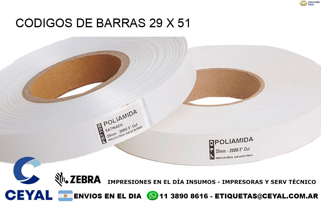 CODIGOS DE BARRAS 29 x 51