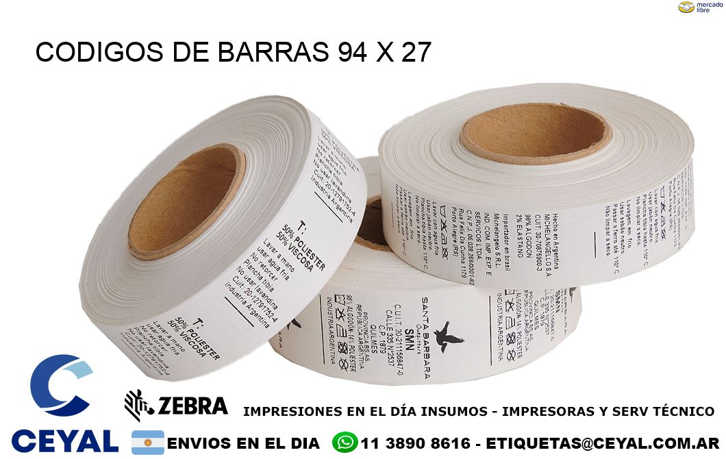 CODIGOS DE BARRAS 94 x 27