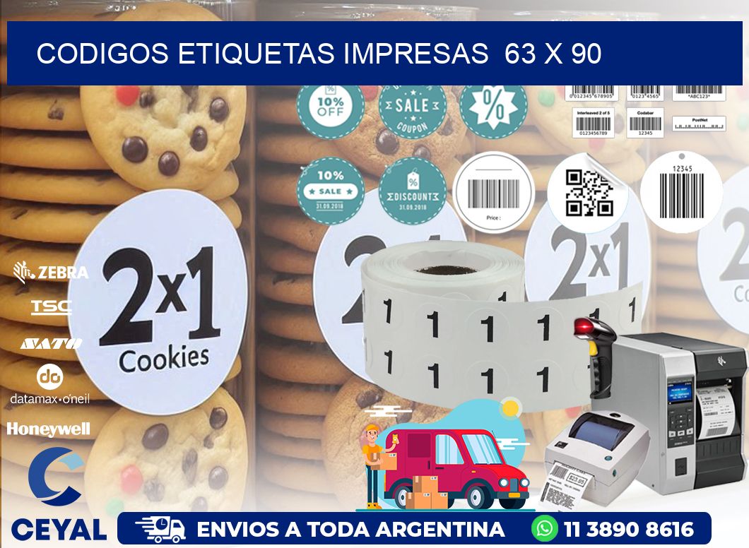 CODIGOS ETIQUETAS IMPRESAS  63 x 90