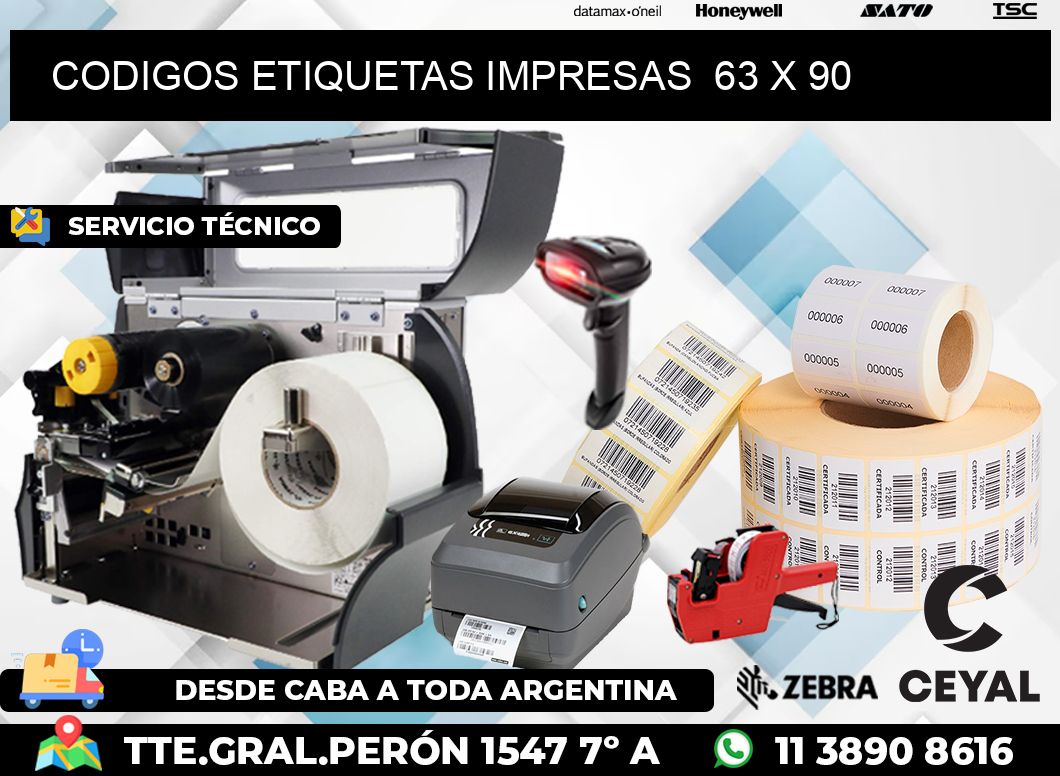 CODIGOS ETIQUETAS IMPRESAS  63 x 90
