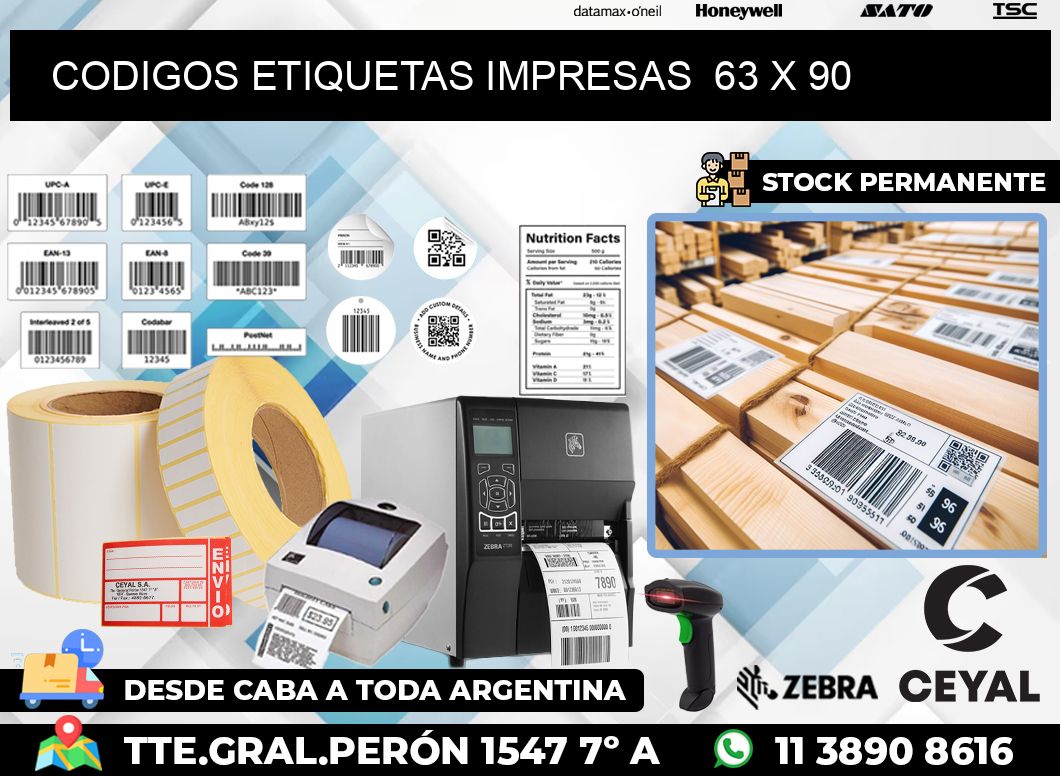 CODIGOS ETIQUETAS IMPRESAS  63 x 90