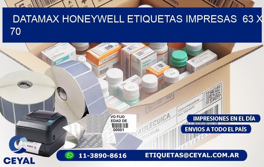 DATAMAX HONEYWELL ETIQUETAS IMPRESAS  63 x 70