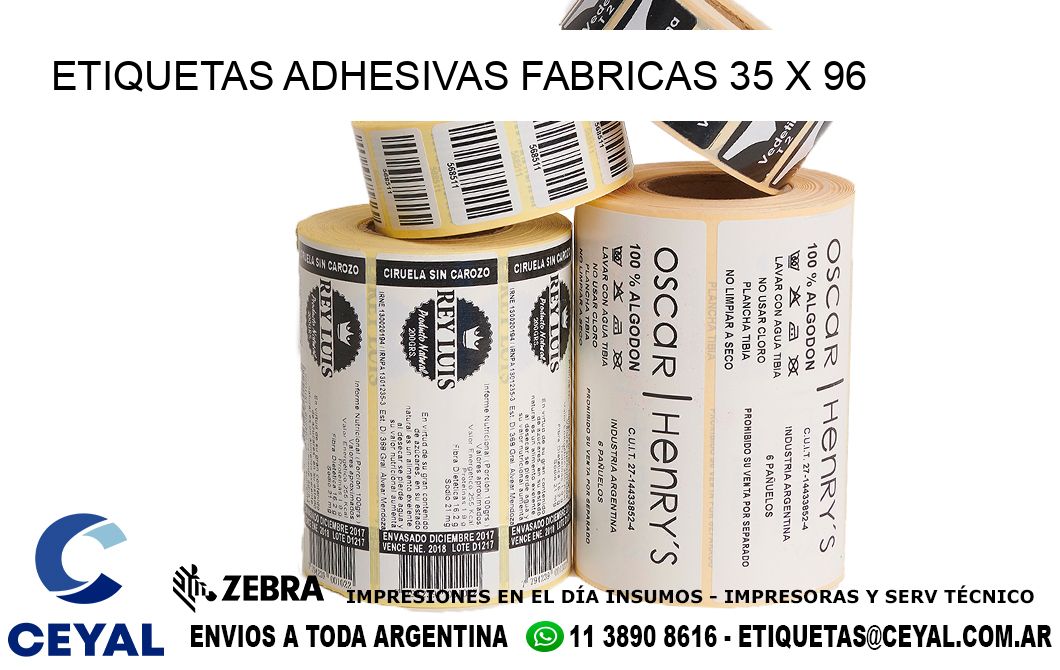 ETIQUETAS ADHESIVAS FABRICAS 35 x 96