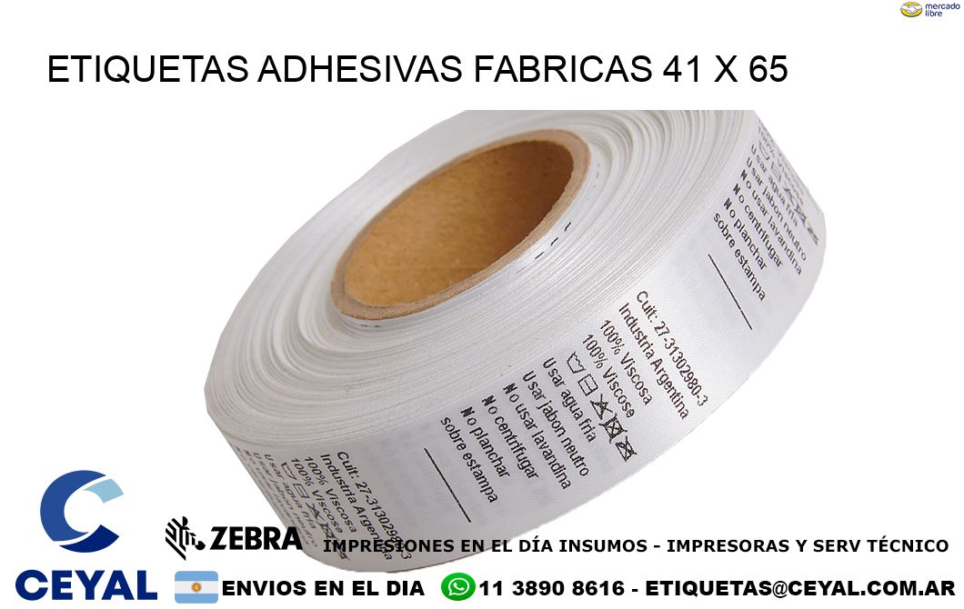 ETIQUETAS ADHESIVAS FABRICAS 41 x 65