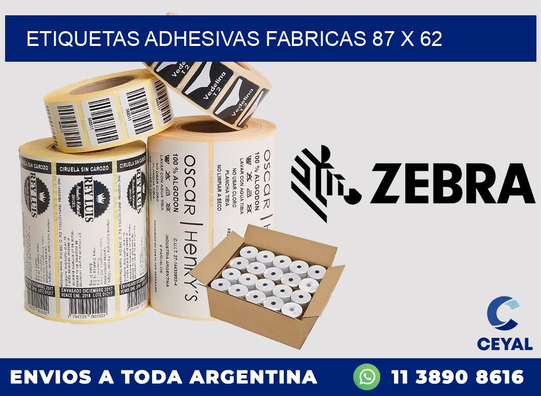 ETIQUETAS ADHESIVAS FABRICAS 87 x 62