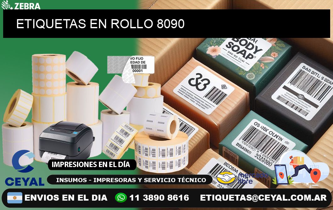 ETIQUETAS EN ROLLO 8090