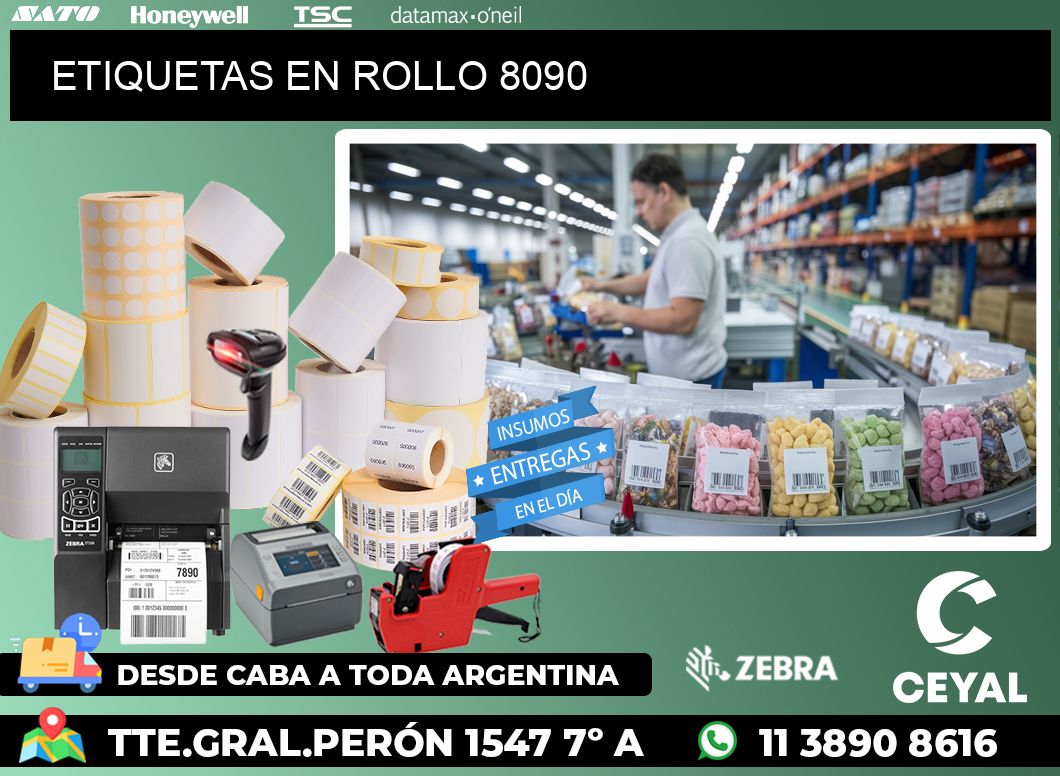 ETIQUETAS EN ROLLO 8090