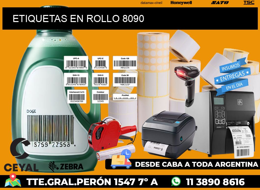 ETIQUETAS EN ROLLO 8090