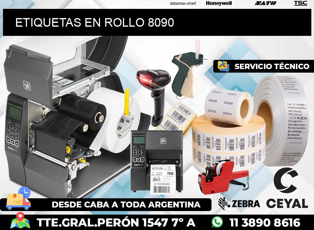 ETIQUETAS EN ROLLO 8090