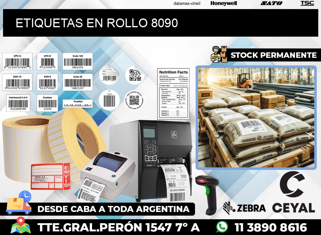 ETIQUETAS EN ROLLO 8090