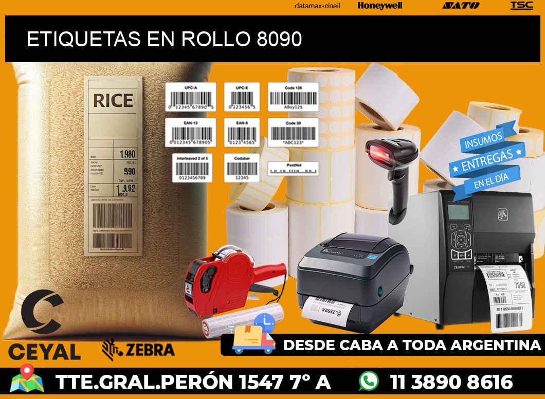 ETIQUETAS EN ROLLO 8090