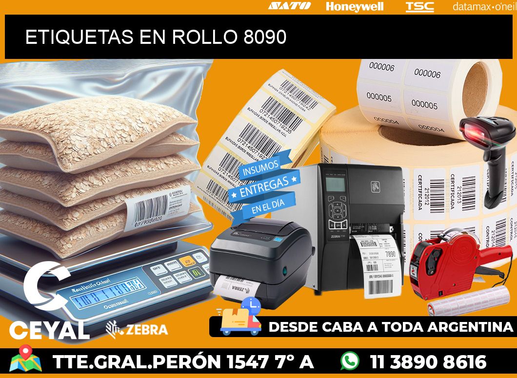 ETIQUETAS EN ROLLO 8090