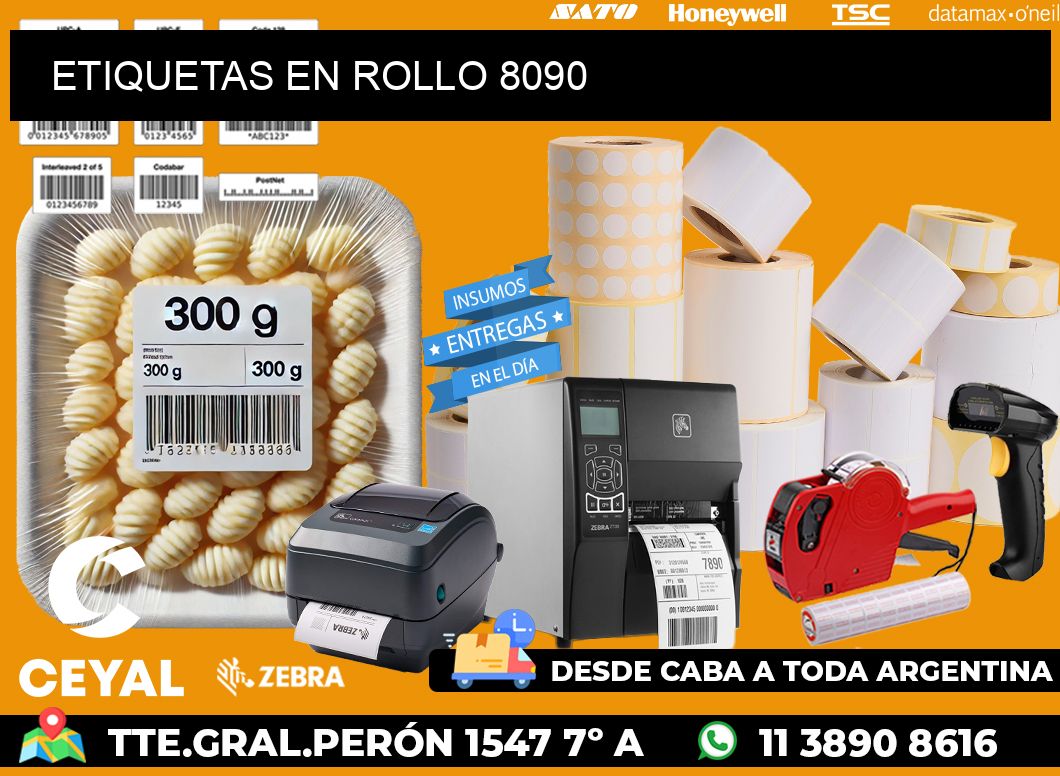 ETIQUETAS EN ROLLO 8090