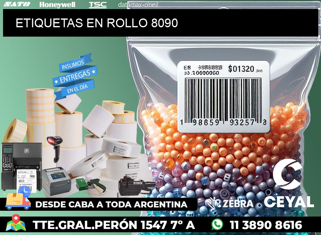 ETIQUETAS EN ROLLO 8090